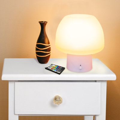 Xtreme Lit New Multi-Color Multi-White LED Accent Mushroom Lamp with White Base, Remote Control