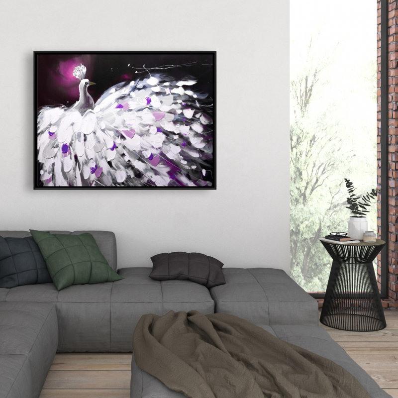 Purple Peacock Print On Canvas