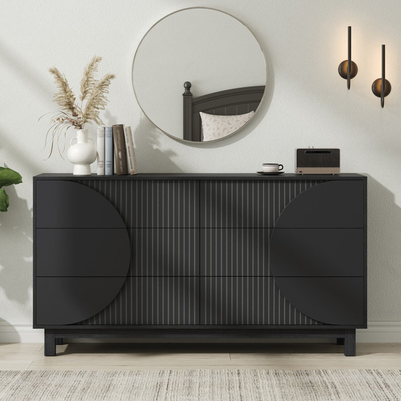 Buffet 60 "à 6 tiroirs Kira, Noir carbone