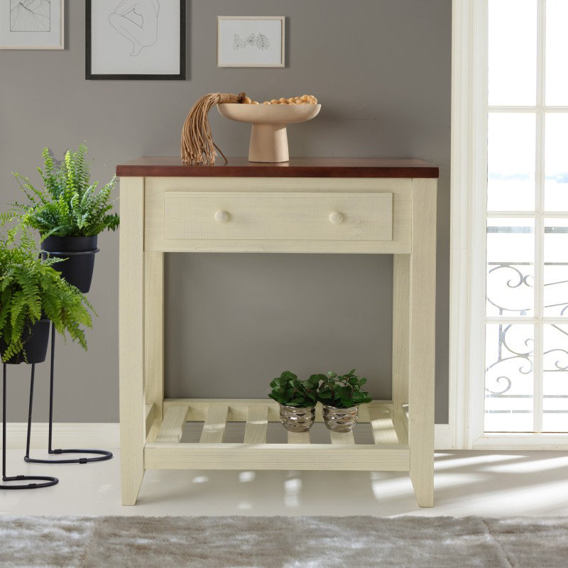 70cm Solid Wood Console Table, White