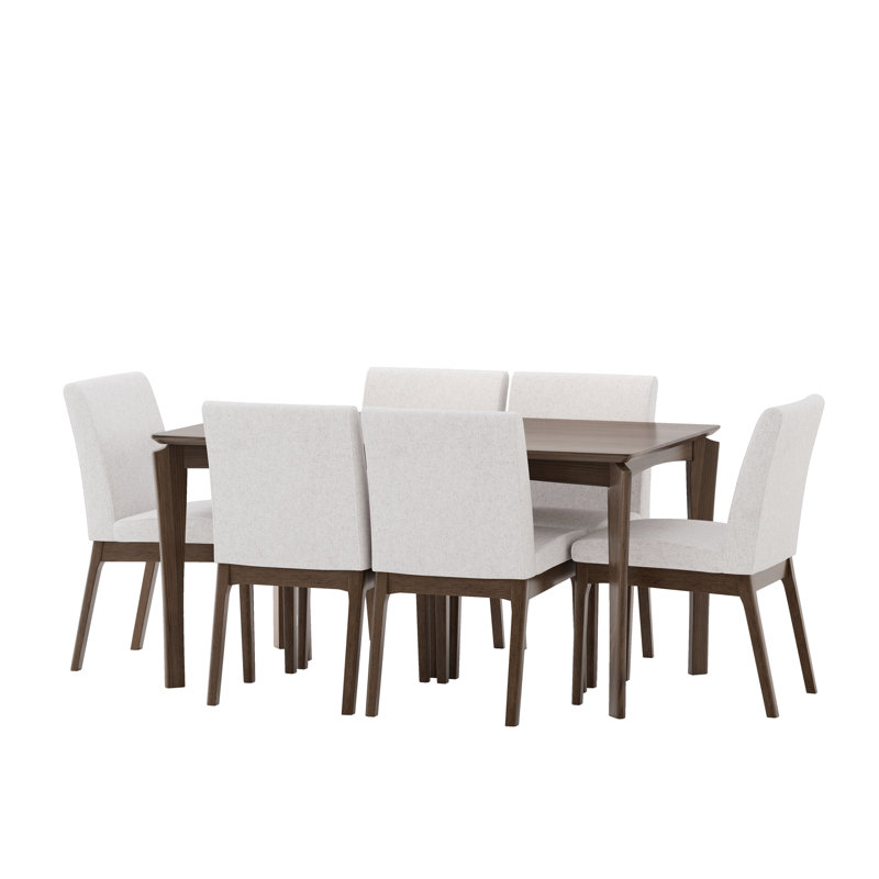Ensemble de salle à manger rectangulaire L 59,1 po x l 35,4 po Chennault, Beige clair, Noyer naturel