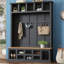 Arbre d'entrée moderne de style ferme en bois de style campagnard avec banc de rangement large, armoire à chaussures avec 13 compartiments