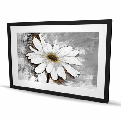 Abstrait marguerite - blanc moderne encadré imprimé mat décoré à la maison