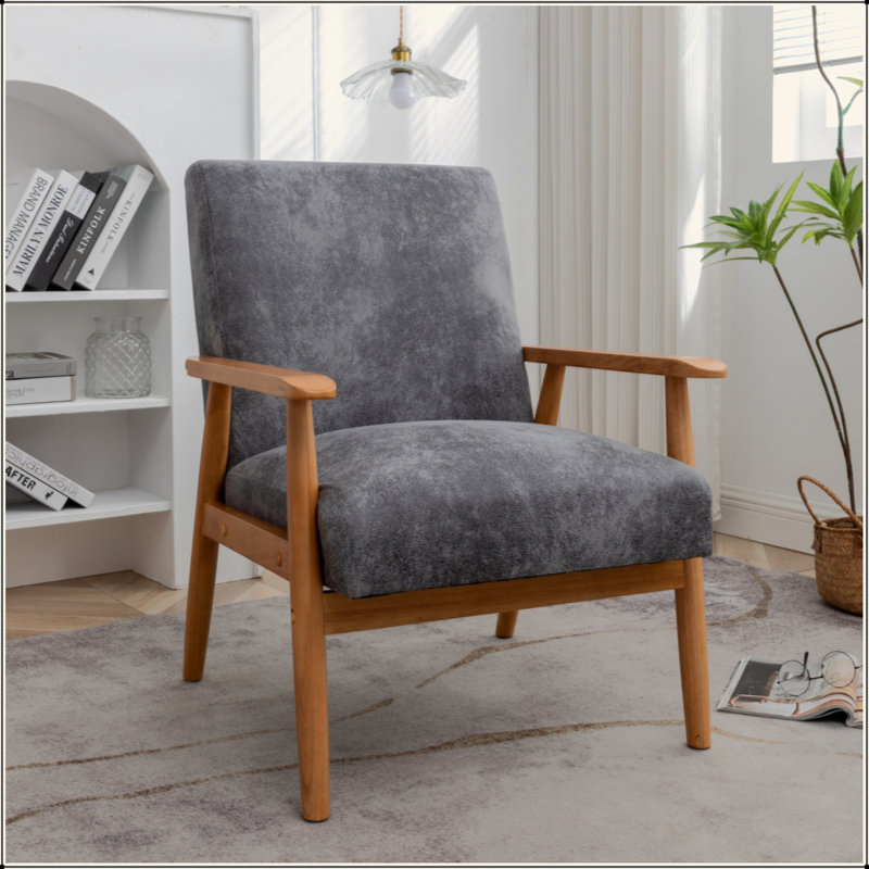 Fauteuil de style moderne Mid-Century de 25,38 po de largeur, Gris