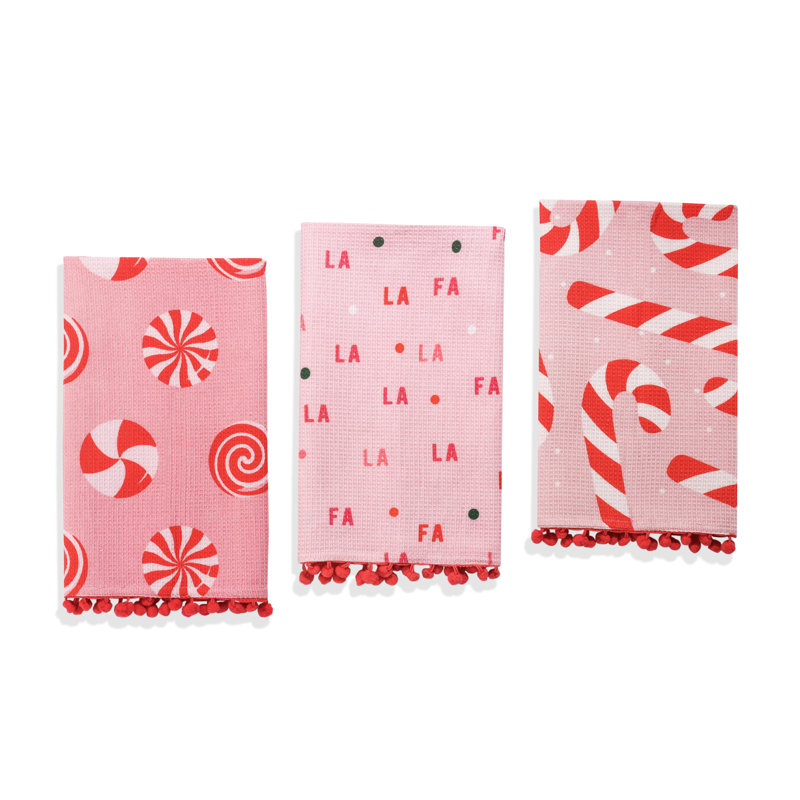 Fa La La Pink Christmas Kitchen Towel Set