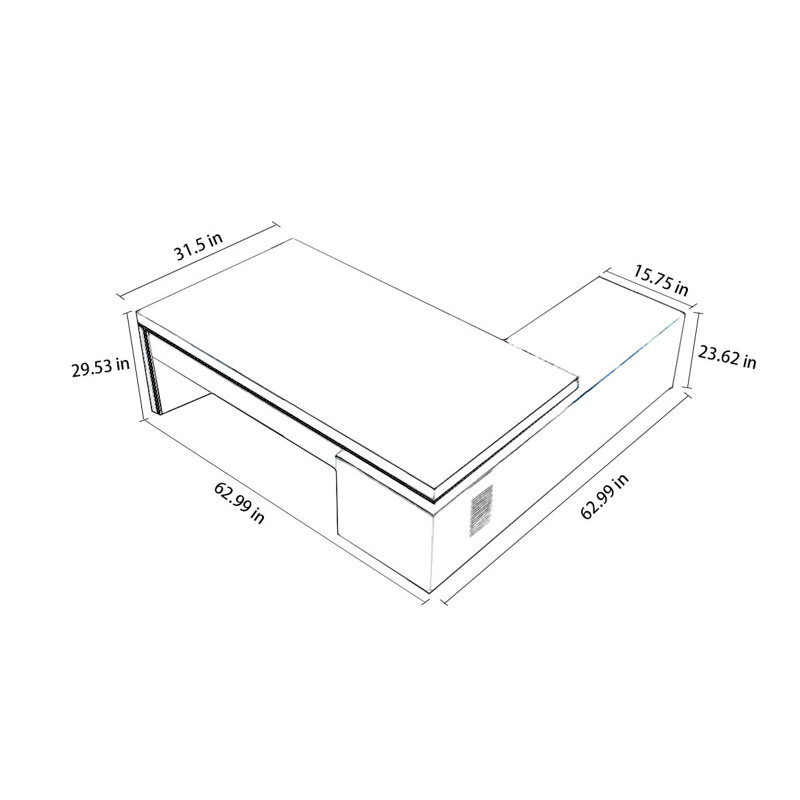Deluxe modern style desk, computer desk with locke, 29.53" H x 62.99" W x 31.5" D