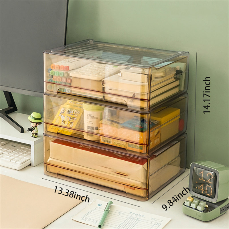 Rangement de bureau empilable en plastique Alinson, Or