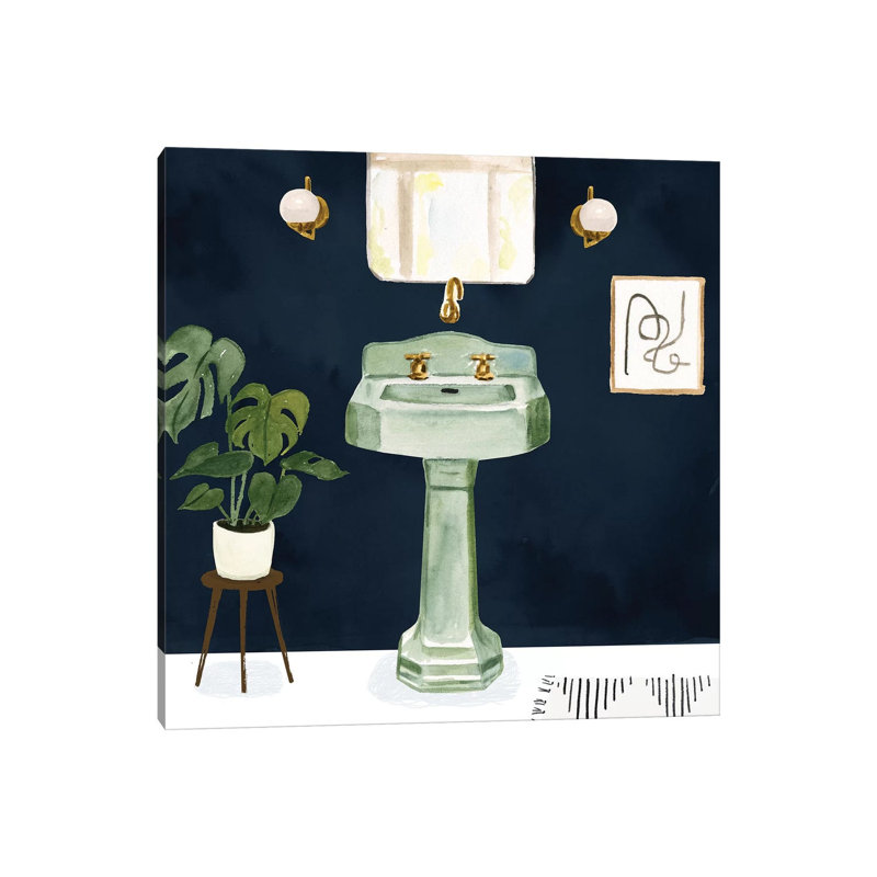 «Boho Bath Sinks II» par Victoria Borges, reproduction d'art sur toile tendue, H 12 po x l 12 po x P 0,75 po