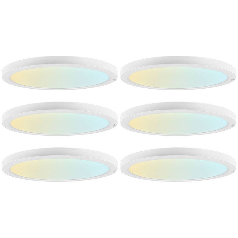  15-Inch LED Flush Mount Ceiling Light with Photocell Sensor, Bi-Level PIR Motion Detection, 5CCT, 2500LM, 30W, CRI90, Wet Rated, ETL 6 Pack