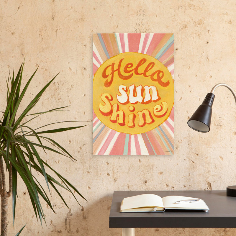 70S And Aqua Hello Sunshine Art, 24" H x 16" W