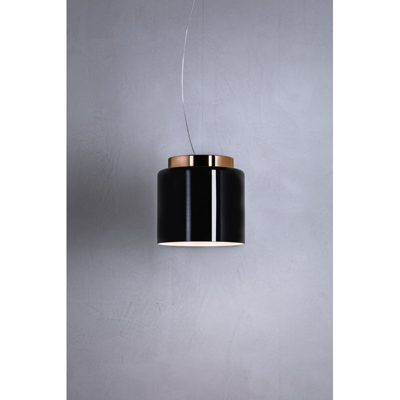 Segesta 1 - Light Drum Pendant, Glossy Black, Copper, 300cm H x 36cm W x 36cm D