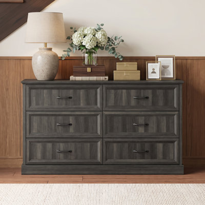 Hava Farmhouse 6-Drawer Dresser for Bedroom,55.1" TV Stand for Living Room,Wood Chest of Drawers With Deep Drawers for Hallway, Nursery, Hallway Closet