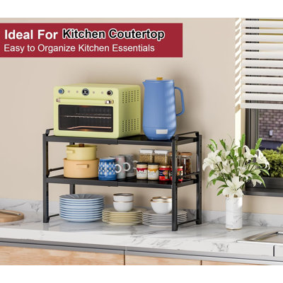 12" Wide 100LBS Loading-Bearing Heavy Duty Kitchen Storage Shelf, Expandable Cabinet Shelf Organizer, Stackable Adjustable Storage Shelves for Kitchen