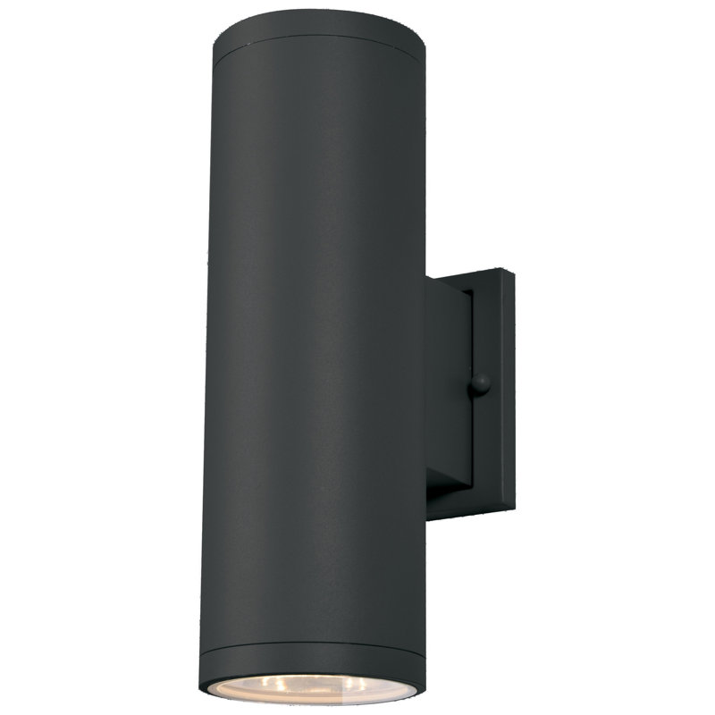 Sandpiper - LED Outdoor Round Cylinder Wall Fixture - Small - Black Finish - Frosted Glass Diffuser, Black