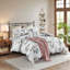 Ensemble d'édredon imprimé 7 pièces avec couverture en jeté taupe / rosé-126579593