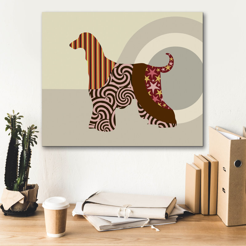 "Chien afghan" par Lanre Adefioyue, H 20 po x l 24 po x P 0,75 po