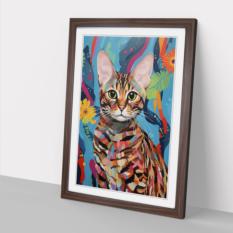 Bengal Cat Contemporary - Framed Print, Walnut Framed, 64cm H x 46cm W x 2cm D