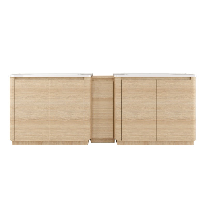 Willow Freestanding Bathroom Vanity Cabinet with Double White Ceramic Sink, 92"
