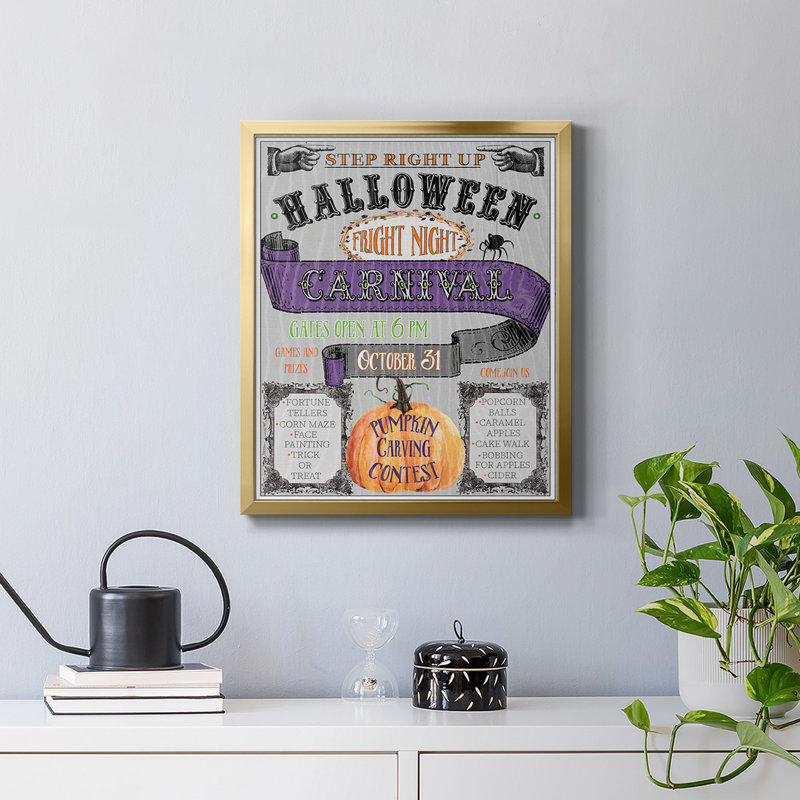 «Carnival Sign», toile encadrée de qualité supérieure - prête à être accrochée, H 20 po x l 16 po, Or