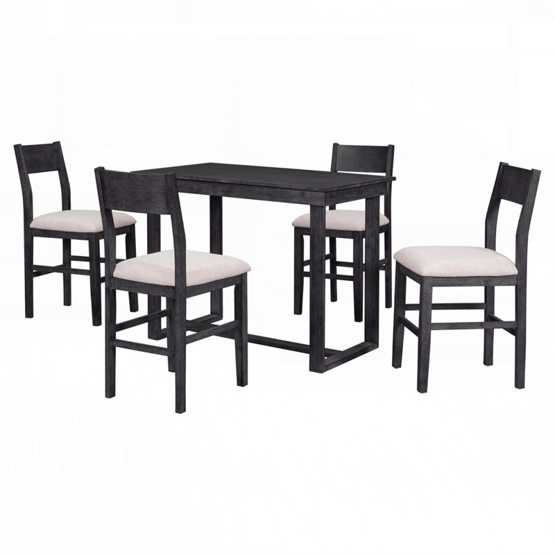 Ensemble de salle à manger rustique minimaliste avec fabrication en bois d'hévéa massif et conception peu encombrante pour les petites pièces