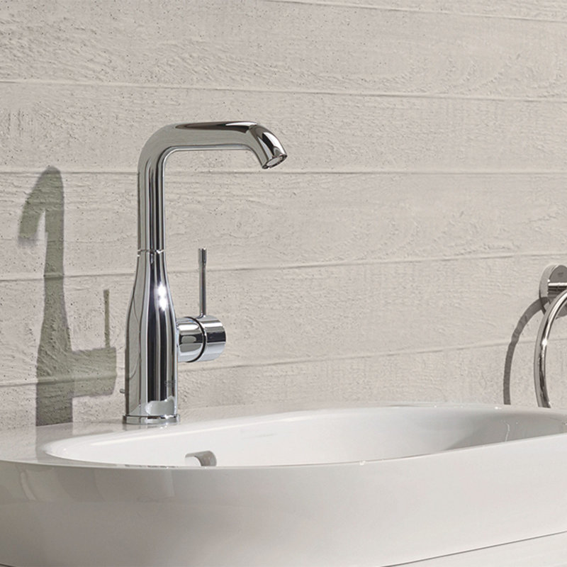 GROHE Essence Single Hole Bathroom Faucet with Single Handle, Size Large, Brushed Nickel Infinity