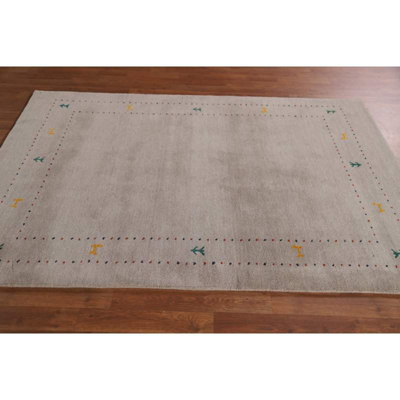 Tapis indien en laine fabriqué à la main Gabbeh 5 x 6
