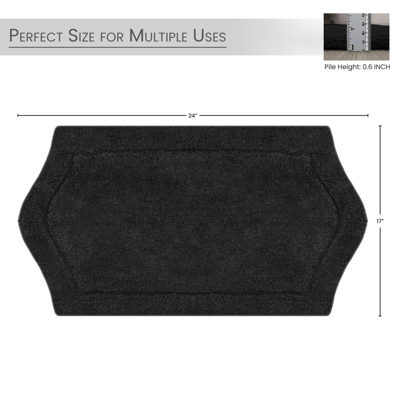 Tapis pour salle de bain Morissette, L 17 po x L 24 po, Noir, noir, noir, noir