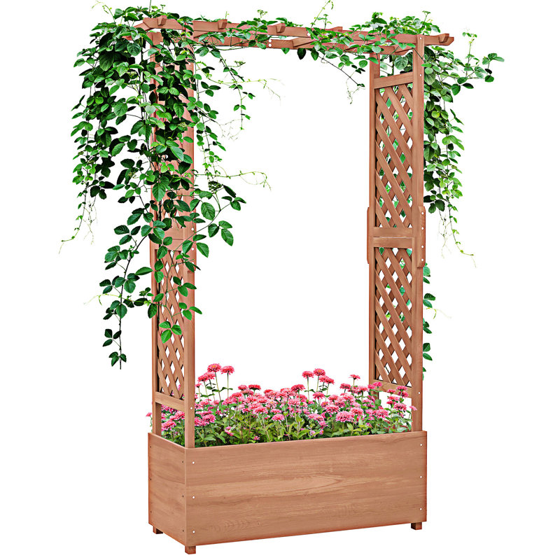 Lit de jardin extérieur surélevé avec jardinière et treillis