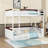 Queen Over Queen Wooden Bunk Bed With Built-In Shelves And LED Light-519011058