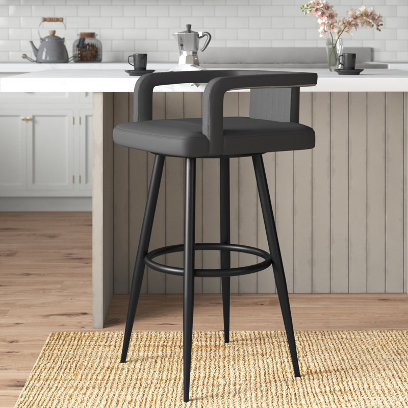 Tabouret de bar et de comptoir pivotant Roddy, Tabouret de bar (assise de 30 po de hauteur), Noir