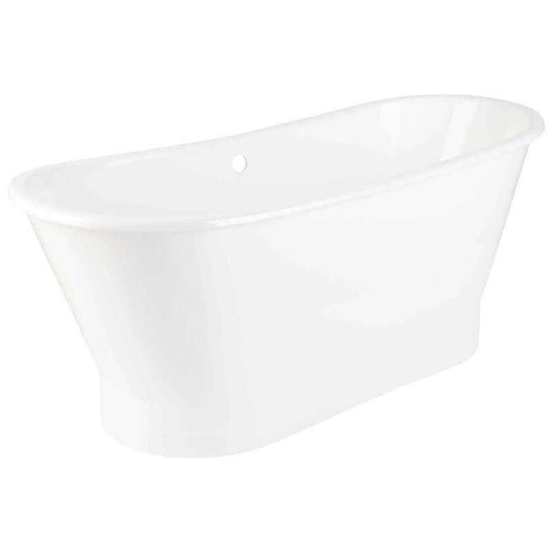 67" Kateryn Cast Iron Freestanding Bateau Tub, White, Black