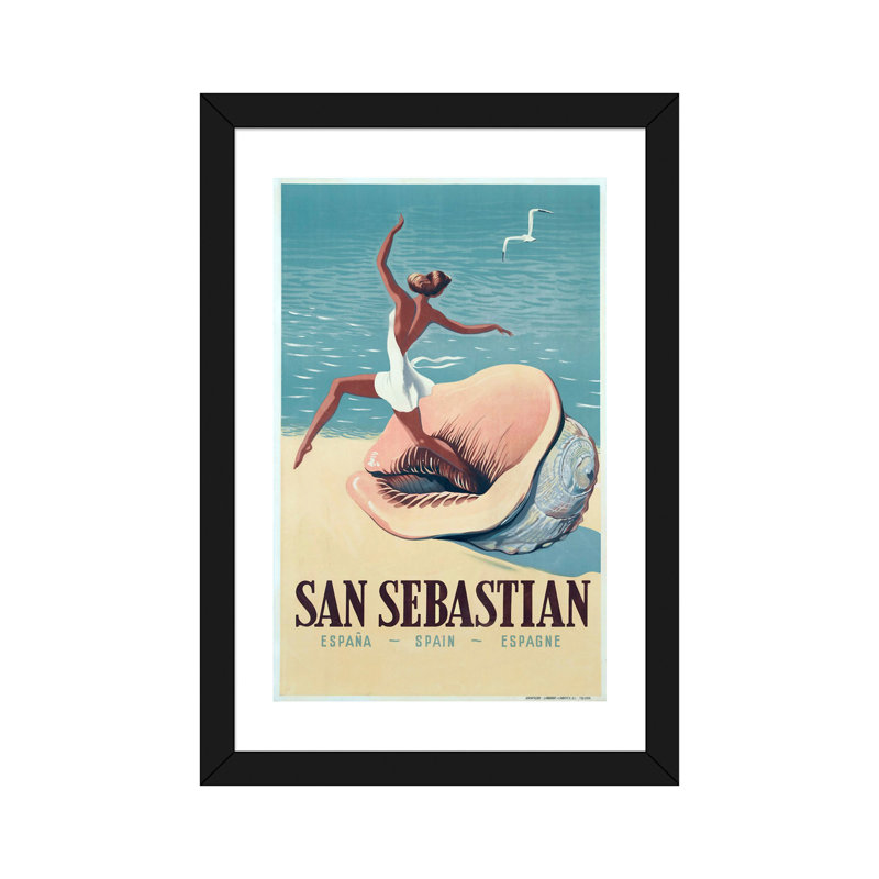 San Sebastian - publicité imprimée, H 24 po x l 16 po x P 1 po, Cadre noir