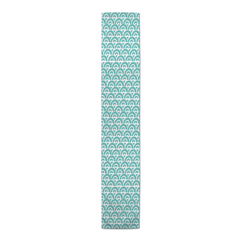 Scallop Gray Table Runner, 90" x 16", Teal, 29