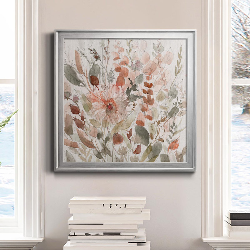 Wild Blush Garden - Peinture sur toile encadrée, Argent, H 22,5 po x l 22,5 po x P 1,5 po