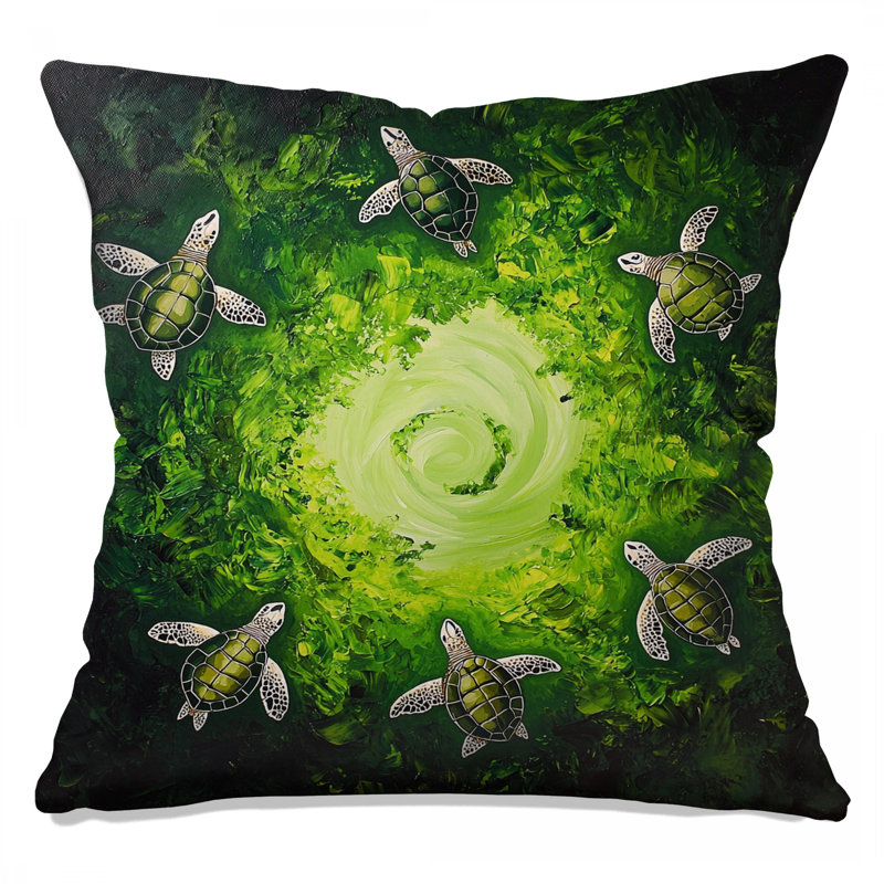 Coussins Green Turtles Swirl, 14 X 14 pouces