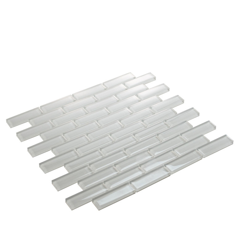 11.9"X 11.9" Polished Glass Brick Tile, Ice White