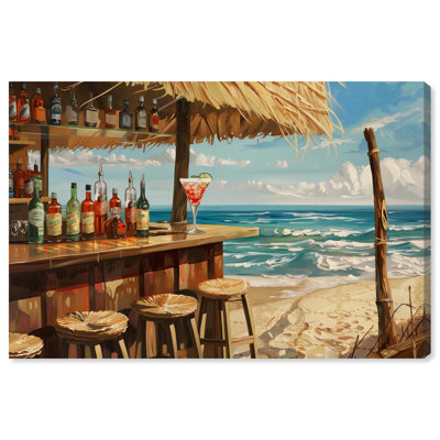 "Drinks at the Beach" Glam Coastal Art par 