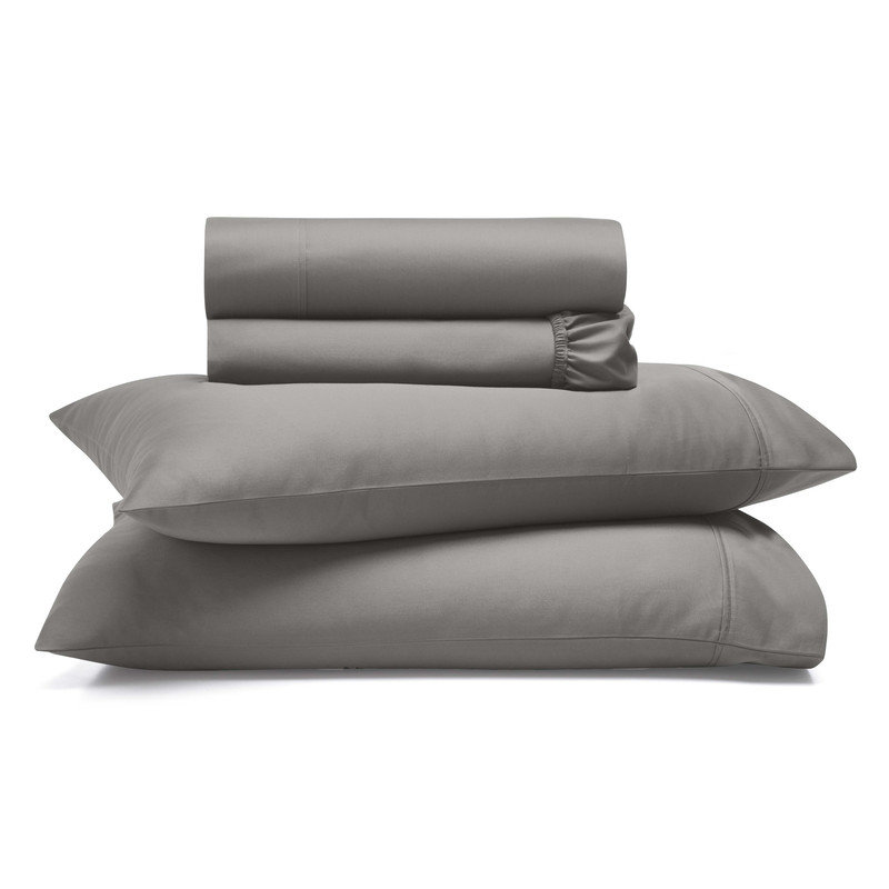 Ensemble de draps en coton Apus, Gris, Ensemble de draps très grand californien avec 2 t, Convient jusqu'à 15 po
