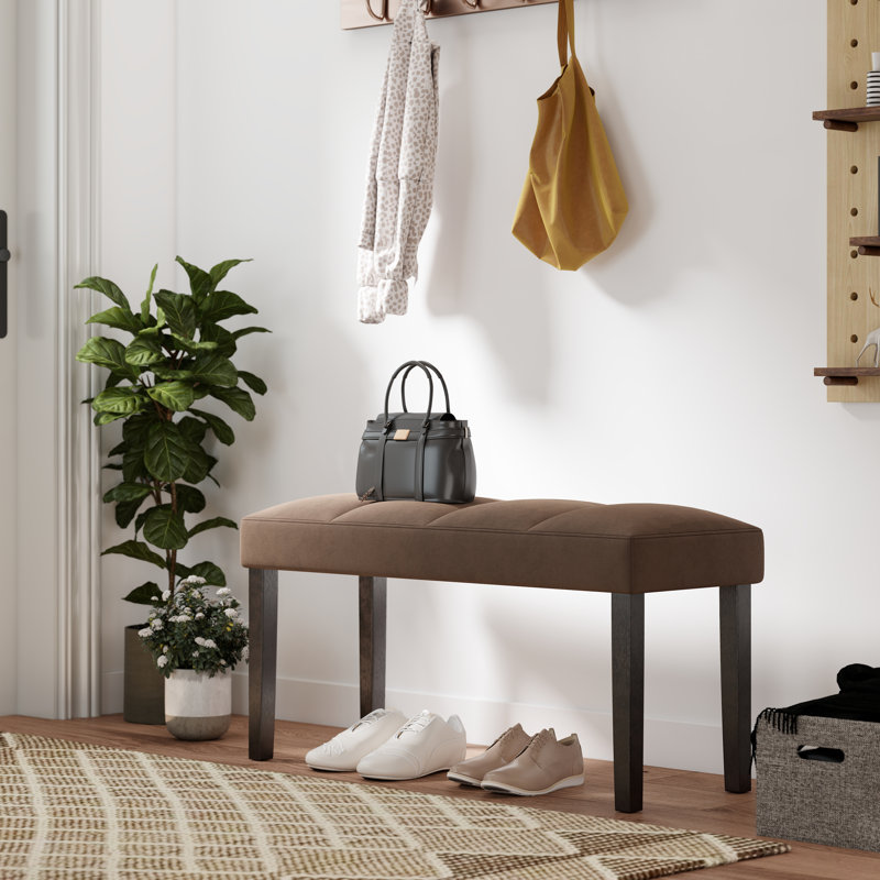 Banc de salle à manger rembourré en velours Roundhill Furniture Strata, chocolat