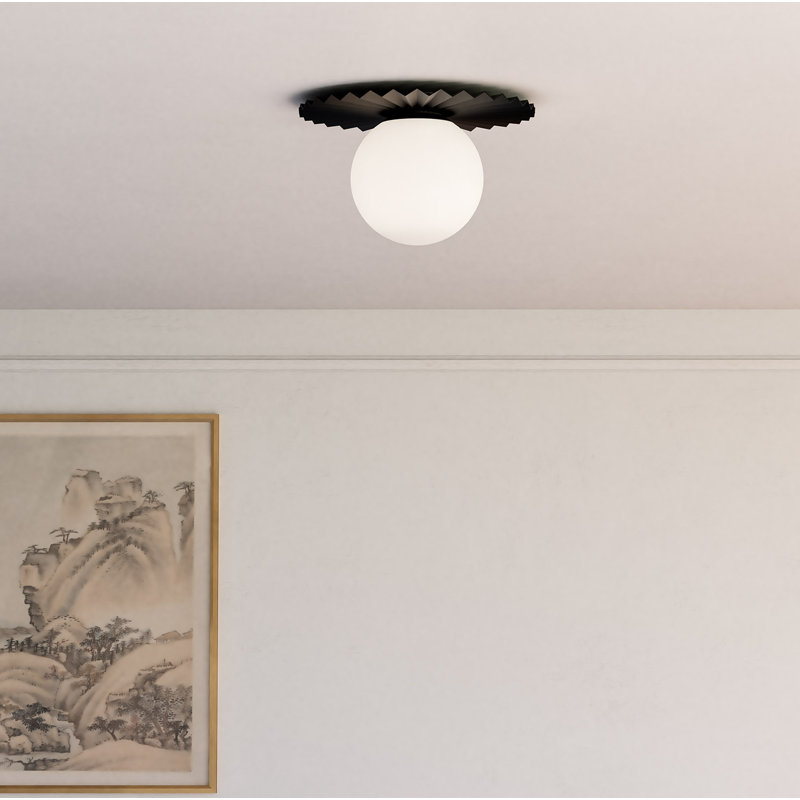 Laki Glass Flush Mount, Matte Black, 8.63" H x 13.88" W x 13.88" D