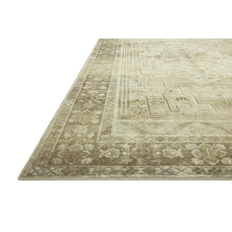 Natural and Granite Washable Rectangular 7'6" x 9'6" Area Rug