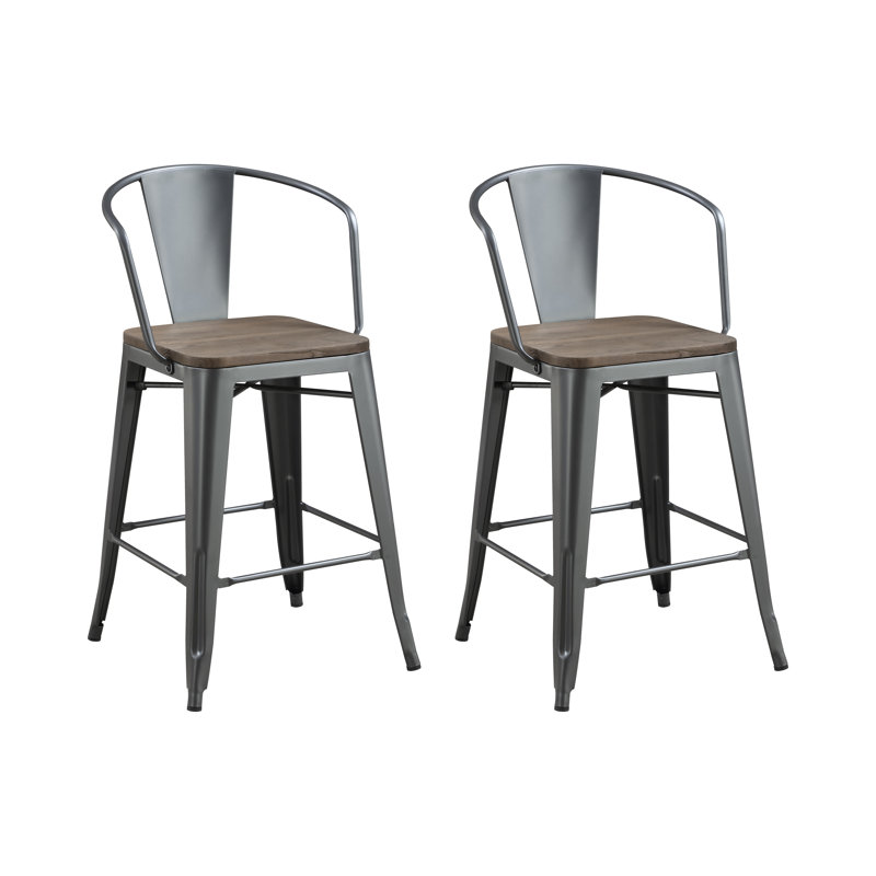Solid Wood Bar Stool, Grey