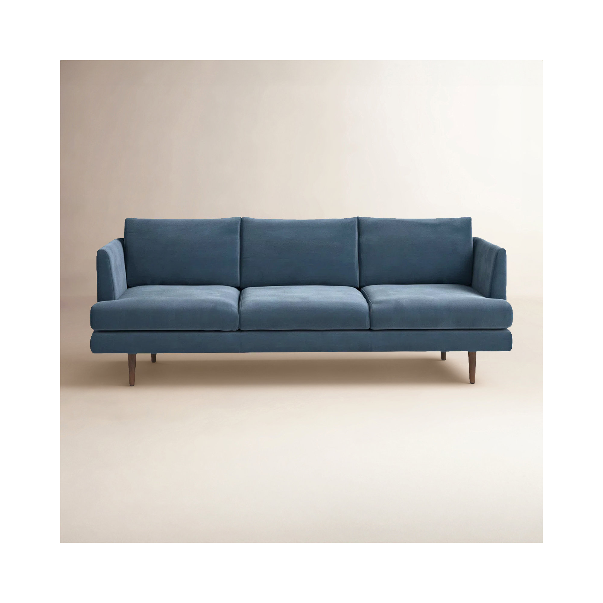 Miller 84'' Upholstered Sofa, Blue Velvet