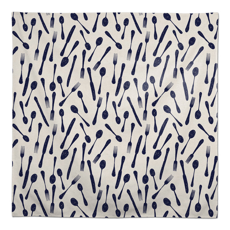 Sketchy Kitchen Utensils Navy 2 Tablecloth, Navy