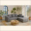 Ensemble de canapé moderne en mousse avec 5 coussins décoratifs - Conception modulaire, revêtement doux, canapé modulaire en L pour le salon