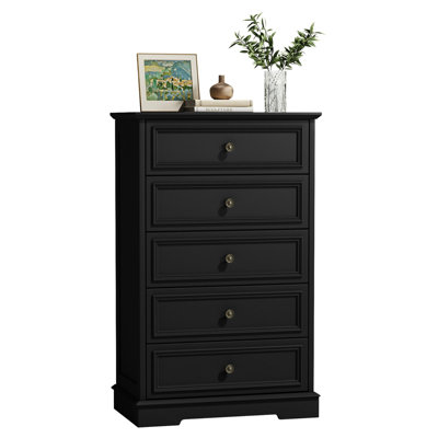 Valera 27.5'' W Vintage 5-Drawer  Dresser with Bronze-Colored Handles