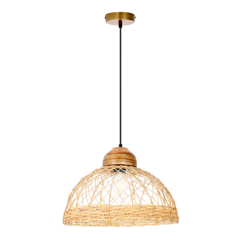Luminaire suspendu dôme en jute naturelle 1 lumière l 16,25 po Allmar