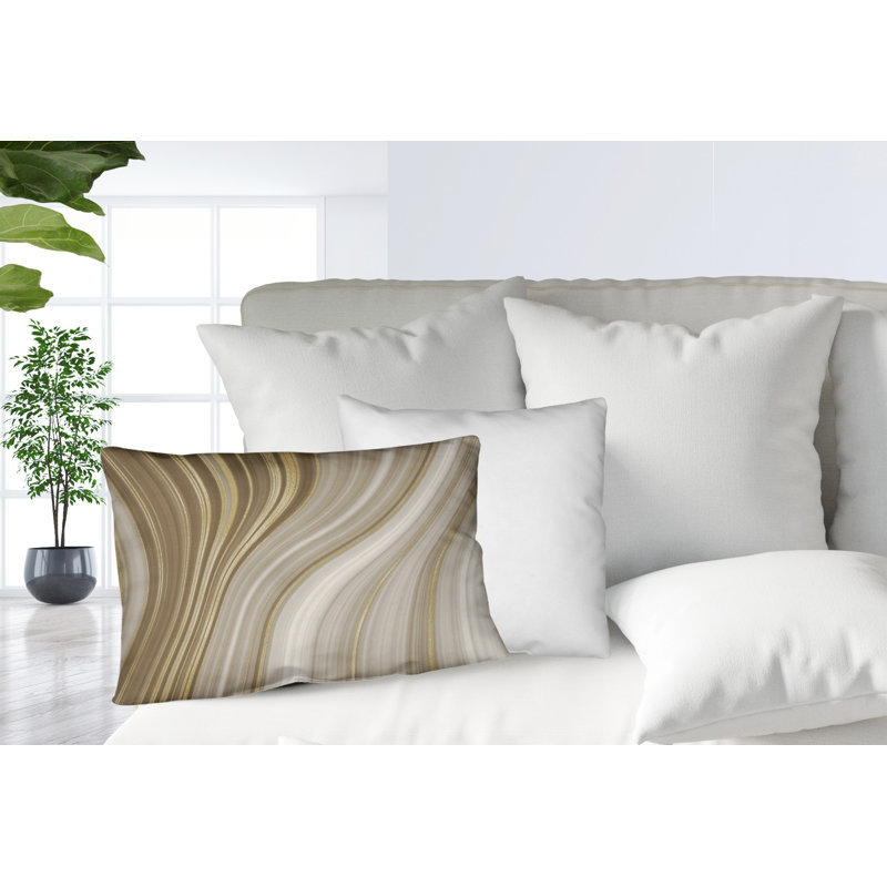 Carlisle Abstract Outdoor Reversible Throw Pillow, Beige