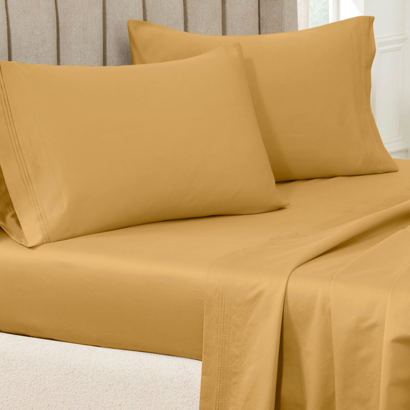 Ensemble de taies d'oreiller de couleur unie en coton égyptien certifié 650 fils Aldin, Standard, Sucre d'érable