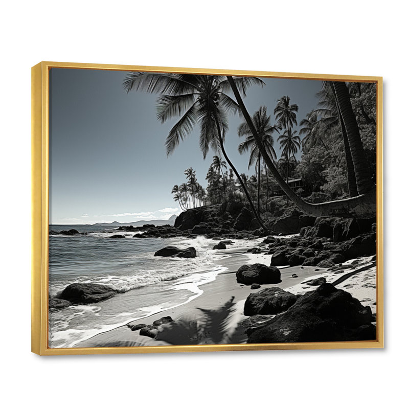 Coastal Tropical Coastline Dreams - Beach & Ocean Wall Art Prints, Cadre flottant doré, H 24 po x l 32 po x P 1 po
